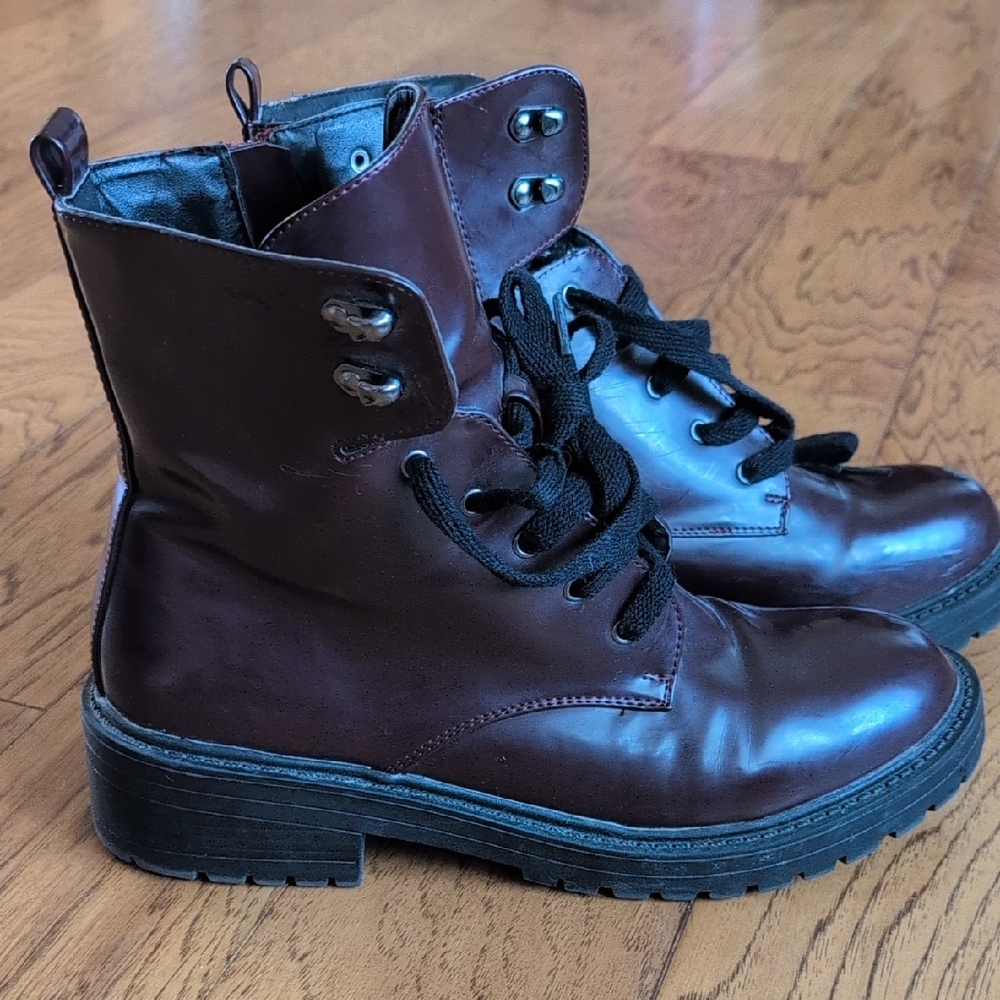 Madden Girl Burgundy Combat Boots